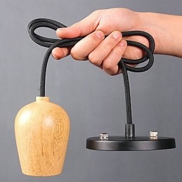 Lampada a sospensione mini stile country in legno/bambù 3 lampadine E26/E27