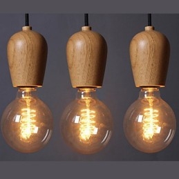Lampada a sospensione mini stile country in legno/bambù 3 lampadine E26/E27