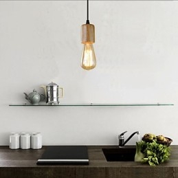 Lampada a sospensione mini vintage retrò country in legno e bambù