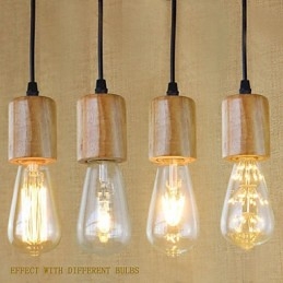 Lampada a sospensione mini vintage retrò country in legno e bambù
