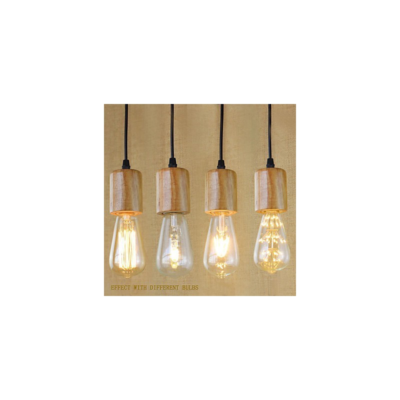 Lampada a sospensione mini vintage retrò country in legno e bambù