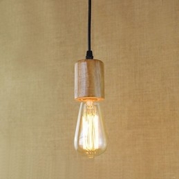 Lampada a sospensione mini vintage retrò country in legno e bambù