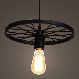 Lampadario a sospensione retrò in ferro battuto stile industriale americano nero