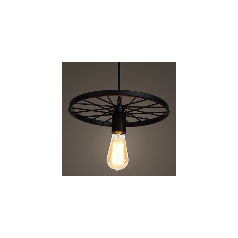 Lampadario a sospensione retrò in ferro battuto stile industriale americano nero