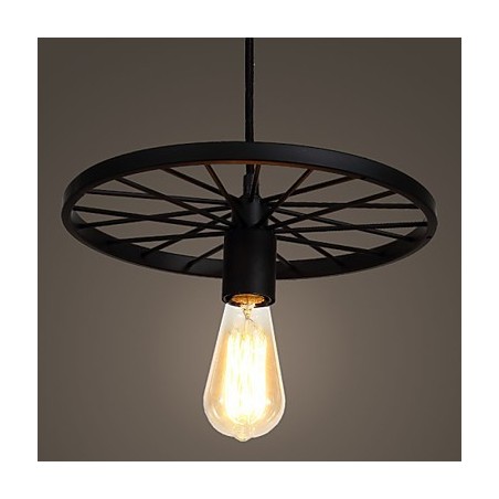 Lampadario a sospensione retrò in ferro battuto stile industriale americano nero