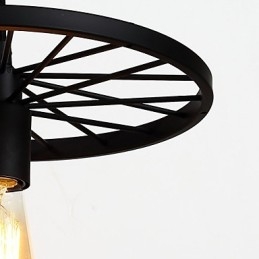 Lampadario a sospensione retrò in ferro battuto stile industriale americano nero