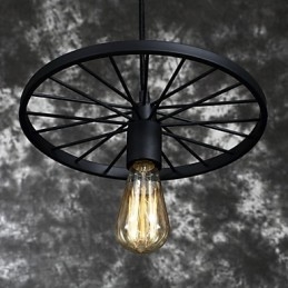 Lampadario a sospensione retrò in ferro battuto stile industriale americano nero