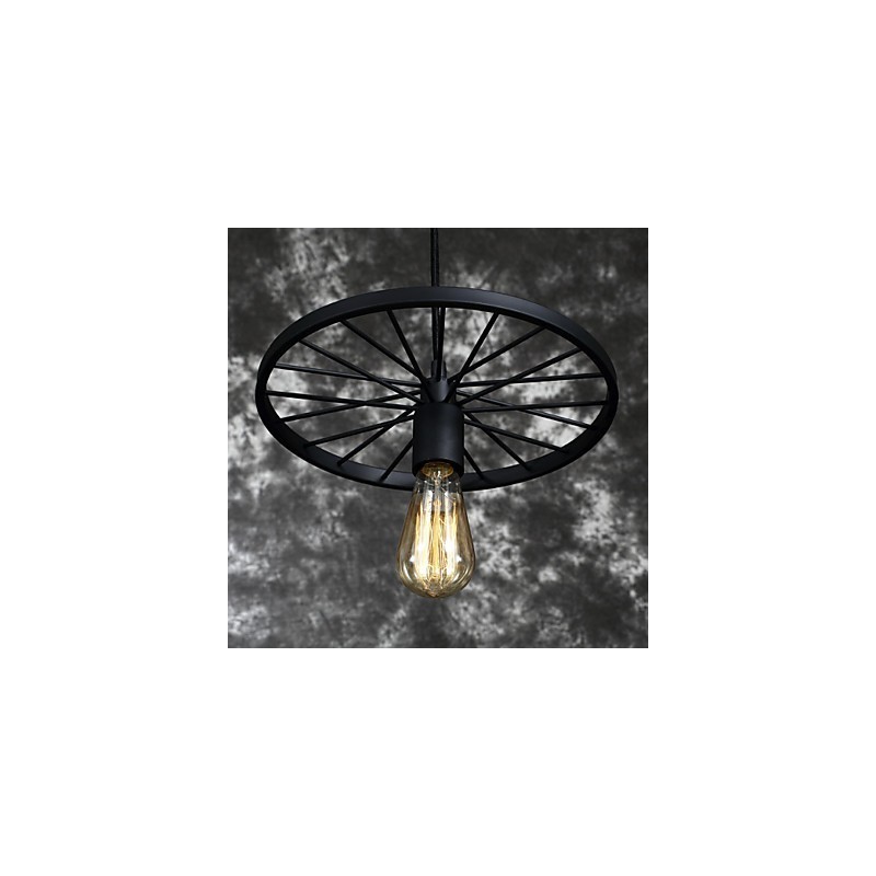 Lampadario a sospensione retrò in ferro battuto stile industriale americano nero