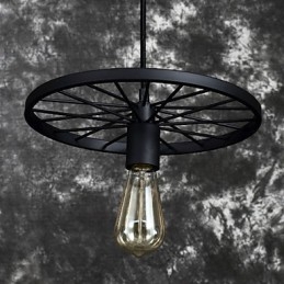 Lampadario a sospensione retrò in ferro battuto stile industriale americano nero
