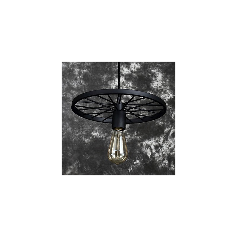 Lampadario a sospensione retrò in ferro battuto stile industriale americano nero
