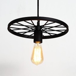 Lampadario a sospensione retrò in ferro battuto stile industriale americano nero