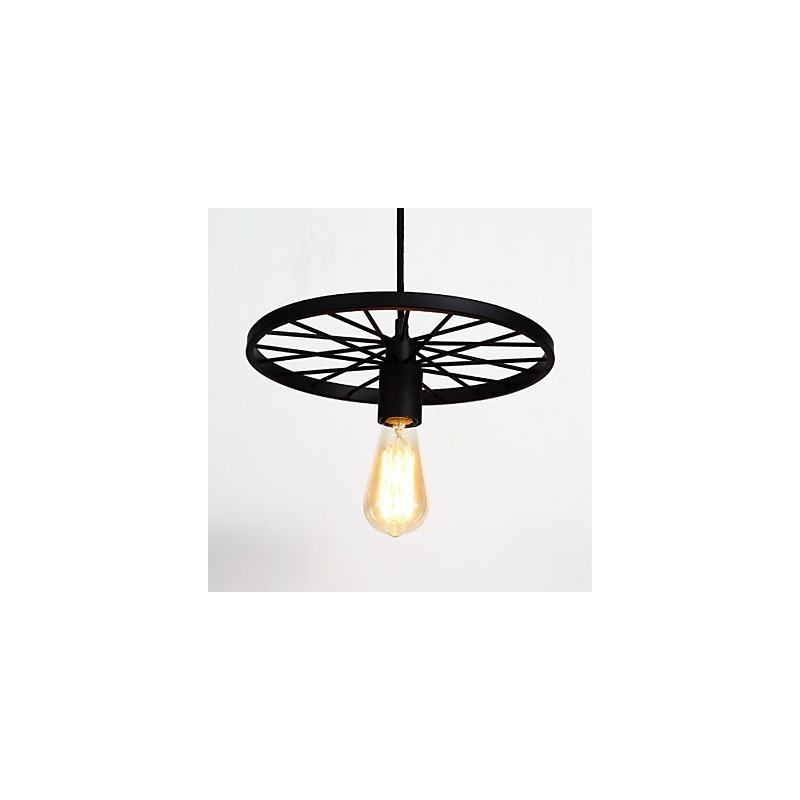 Lampadario a sospensione retrò in ferro battuto stile industriale americano nero