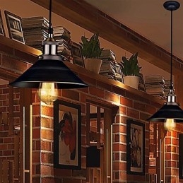 Lampada a sospensione classica vintage retrò in metallo nero 3xE26/E27