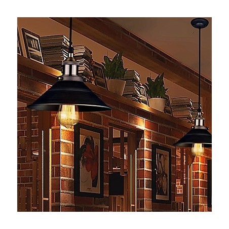 Lampada a sospensione classica vintage retrò in metallo nero 3xE26/E27