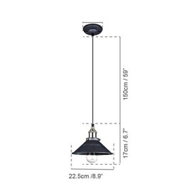 Lampada a sospensione classica vintage retrò in metallo nero 3xE26/E27