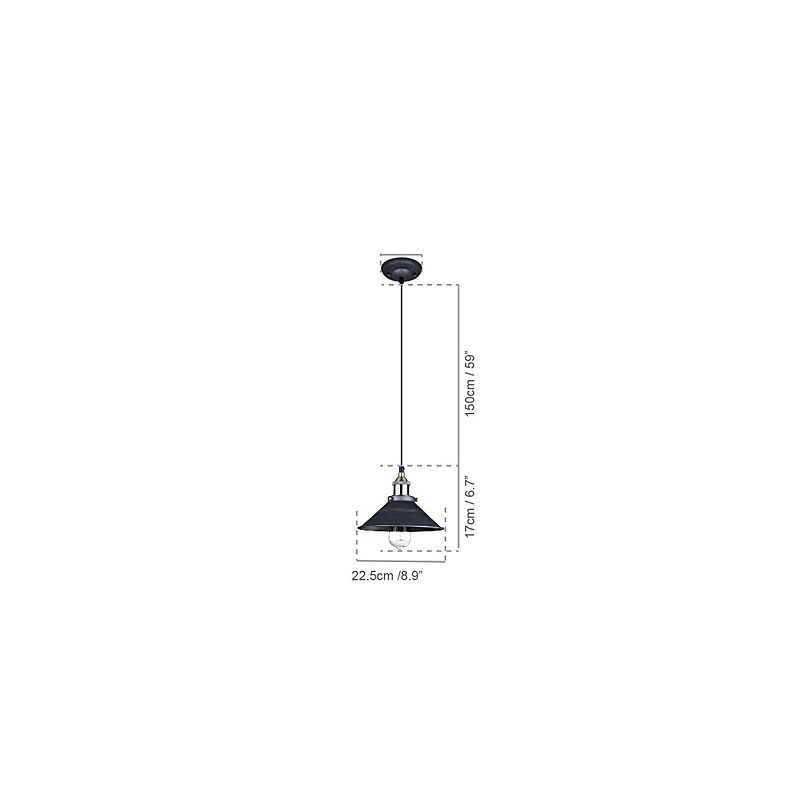 Lampada a sospensione classica vintage retrò in metallo nero 3xE26/E27