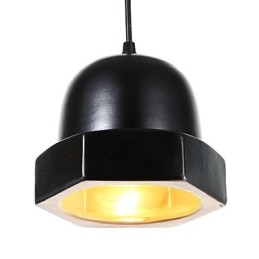 Lampada a sospensione vintage in ceramica nera Edison