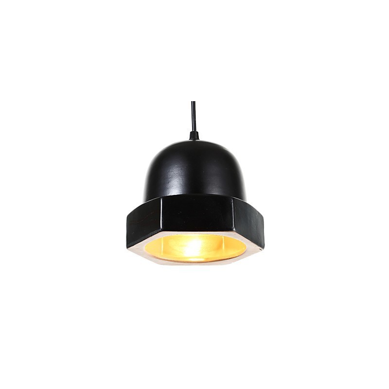 Lampada a sospensione vintage in ceramica nera Edison
