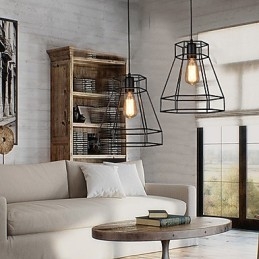 Lampadario a sospensione in ferro battuto geometrico a diamante, moderno e contemporaneo