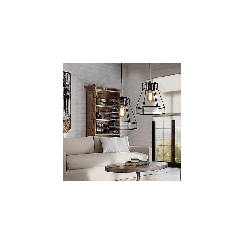 Lampadario a sospensione in ferro battuto geometrico a diamante, moderno e contemporaneo