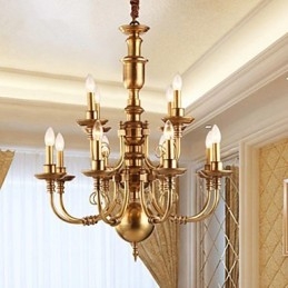 Lampadario rustico classico in ottone metallo