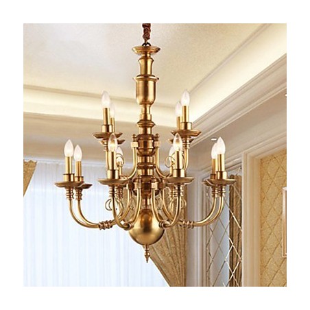 Lampadario rustico classico in ottone metallo