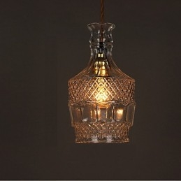 Lampadario a sospensione in vetro intagliato creativo romantico a bottiglia