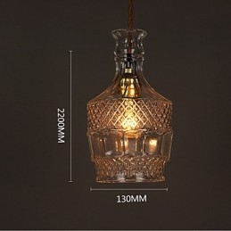 Lampadario a sospensione in vetro intagliato creativo romantico a bottiglia