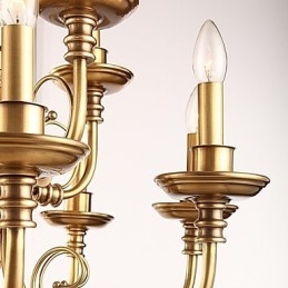 Lampadario rustico classico in ottone metallo