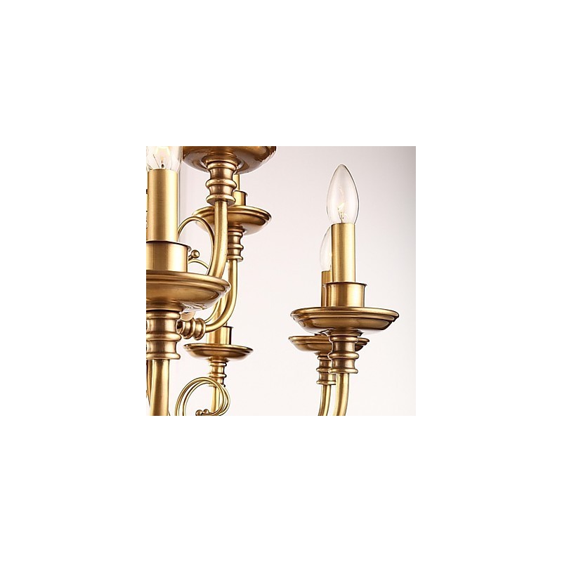 Lampadario rustico classico in ottone metallo