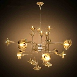 Lampadario country mini in metallo dorato a 3 livelli