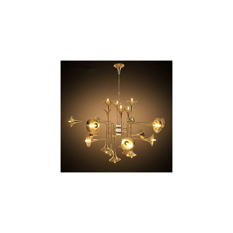 Lampadario country mini in metallo dorato a 3 livelli