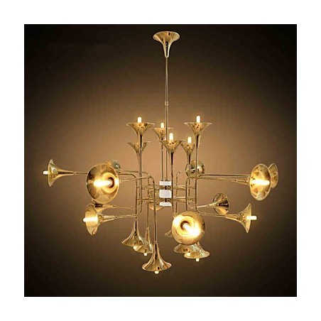Lampadario country mini in metallo dorato a 3 livelli