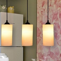Lampada a sospensione a goccia in vetro rotondo, 3 luci