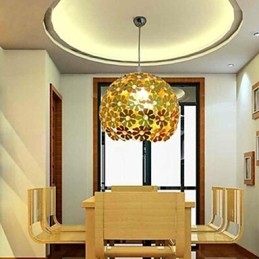 Lampadario a sospensione moderno contemporaneo in metallo dorato con mini cristalli