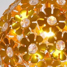 Lampadario a sospensione moderno contemporaneo in metallo dorato con mini cristalli