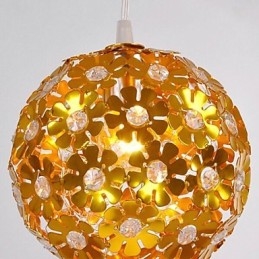Lampadario a sospensione moderno contemporaneo in metallo dorato con mini cristalli