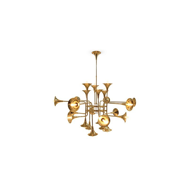 Lampadario country mini in metallo dorato a 3 livelli