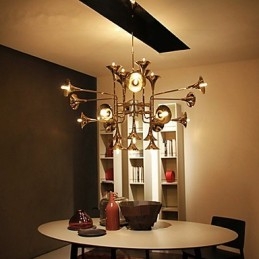 Lampadario country mini in metallo dorato a 3 livelli