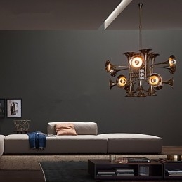 Lampadario country mini in metallo dorato a 3 livelli
