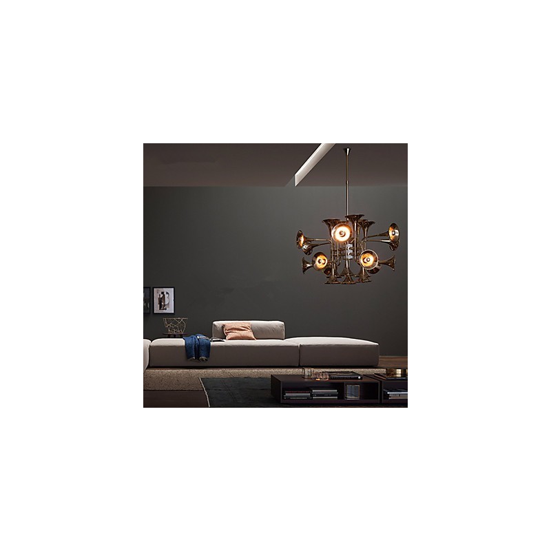 Lampadario country mini in metallo dorato a 3 livelli