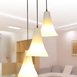 Lampada a sospensione in vetro a cono, 3 luci, stile vintage