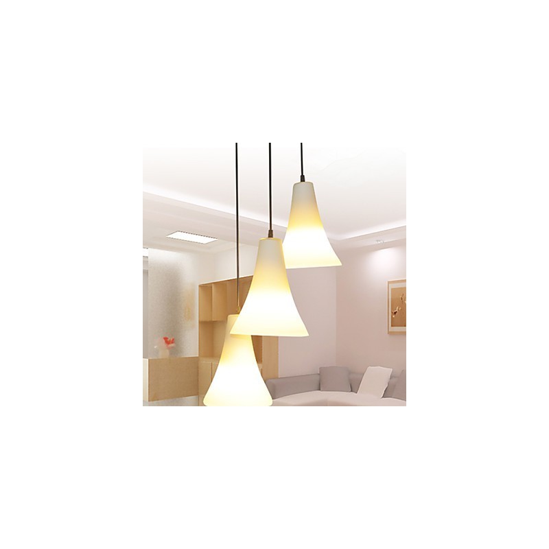 Lampada a sospensione in vetro a cono, 3 luci, stile vintage