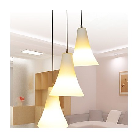 Lampada a sospensione in vetro a cono, 3 luci, stile vintage