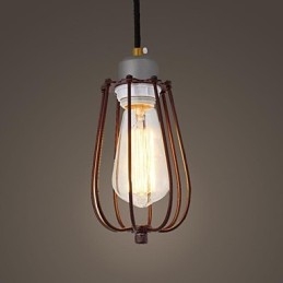 Lampada a sospensione in metallo stile mini vintage dipinta, marrone, 1 lampadina E26/E27