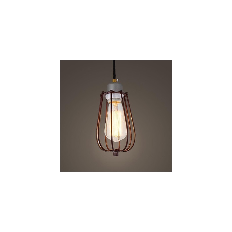 Lampada a sospensione in metallo stile mini vintage dipinta, marrone, 1 lampadina E26/E27