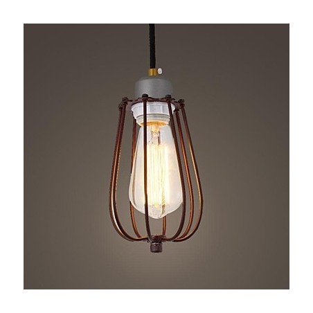 Lampada a sospensione in metallo stile mini vintage dipinta, marrone, 1 lampadina E26/E27