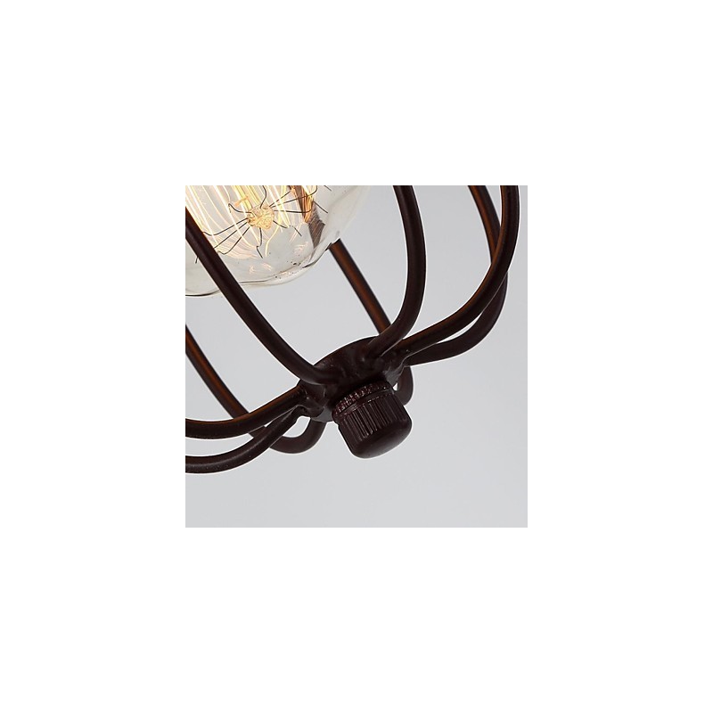 Lampada a sospensione in metallo stile mini vintage dipinta, marrone, 1 lampadina E26/E27