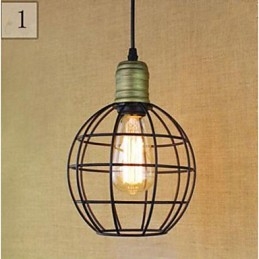 Lampada a sospensione rustica vintage in metallo nero E26/E27
