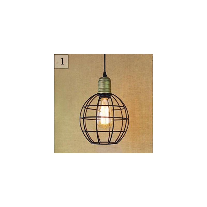 Lampada a sospensione rustica vintage in metallo nero E26/E27